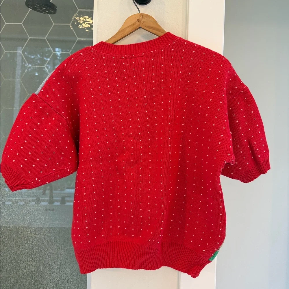 VINTAGE SWEATER LOFT SHORT-SLEEVE BUTTON-UP FARM-THEMED SWEATER - LARGE - Picture 6 of 6